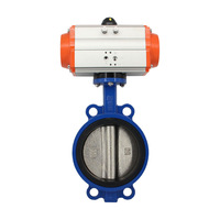 Vanne papillon pneumatique à double action à rappel par ressort, type Wafer, DN200 DN100 PN16, 8 pouces, avec actionneur de contrôle en PTFE, base complète