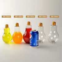 400ml 13oz de Café De Jus De Boisson Jetable Ampoule Forme Bouteille En Plastique PET Avec Lampe Led Pour Décoré