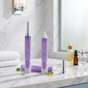 Tubo de PE Morado Degradado Personalizado con Impresión de Rosas, Tubo Suave con Punta Aplicadora Cónica Electrochapada para Gel Reparador de Colágeno - Product Image 1