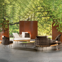 Ensemble de canapés et chaises d'extérieur en teck nordique - Meubles de patio en bois massif résistants aux UV et imperméables pour villas, hôtels, maisons d'hôtes