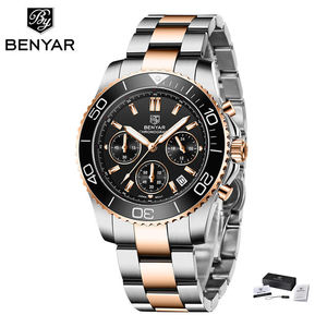 Relojes de Cuarzo BENYAR S002 para Hombre, con Correa de Acero Inoxidable, Diseño Ornamentado de Lujo, Duraderos, con Logotipo Personalizado, Venta al Por Mayor de Fábrica, en Stock, Promocionales - Product Image 2