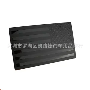 3D Metal American Flag Emblem Decal Black American Flag Decal for Car Truck or SUV 5"x3" Matte Black car sticker