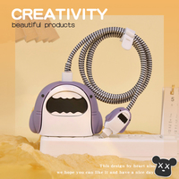 Protector de Cable 4 en 1 para iPhone, Carga Rápida de 18W 20W, Diseño 3D de Dibujos Animados, Funda Protectora de Silicona para Cable de Carga con Conector US/EU