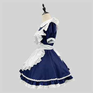 Zixiao Japanese Style Navy Blue Maid Outfit Short Sleeve Lolita Dress Women Cosplay Cafe Uniform - Product Image 2