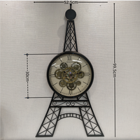 Horloge murale décorative vintage silencieuse sans tic-tac, grande taille, à quartz analogique, à piles, 3D, style steampunk, avec engrenages apparents, thème Tour Eiffel noire