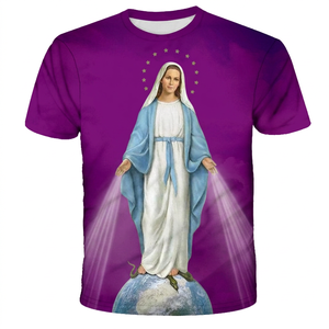 Camiseta de Verano de Alta Calidad con Estampado Digital Personalizado del Eclesiástico Católico de la Virgen de Guadalupe, Tejido de Punto de 180g, Unisex, Casual - Product Image 3