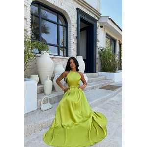 Vestido de Noche Verde Anais sin Espalda, Estilo Princesa, Línea A, Largo hasta el Suelo, con Lentejuelas y Drapeado, para Bodas y Fiestas, Tallas Grandes, Romántico - Product Image 6