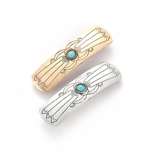 Venta al por mayor personalizado Vintage bohemio Retro aleación geométrica horquilla niños moda oro plata turquesa pinza de pelo para fiestas - Product Image 2
