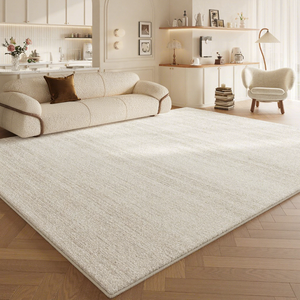 EiffelHome Solid Color Striped Polyester Square Medium Pile Carpet Waterproof Dirt-Resistant Washable Modern Living Room Rug - Product Image 2