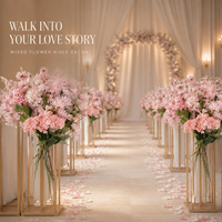 Arrangements floraux romantiques rose pâle pour plafonds de mariage, fleurs artificielles pour halls d'hôtels, centres commerciaux, fleurs de mariage