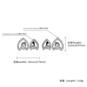 กริลล์ซิร์คอนรูปหัวใจคู่แบบฝังละเอียดสำหรับตกแต่งฟัน สไตล์ฮิปฮอป สำหรับทุกเพศ ใช้ได้ทุกวัน รูปทรงตัวยู - Product Image 4