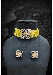 Conjunto de Collar de Gargantilla con Cuentas de Primera Calidad, con Pendientes a Juego y Colgante de Piedra Transparente Brillante para Bodas, Fiestas y Eventos Festivos - Product Image 5