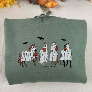 Sweat-shirt fantôme 3D brodé pour amoureux des chevaux ou sweat à capuche hiver et automne tissu tissé avec logo avant idée cadeau Halloween - Product Image 4