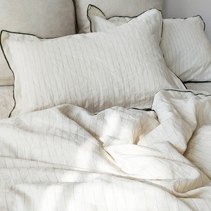 <b>King</b> Queen <b>Size</b> Linen Bedding Set for Hotel Flax Linen Fabric Fitted <b>Sheet</b> Embroidery Edge Bedsheets Customization Wholesale - Product Image 1