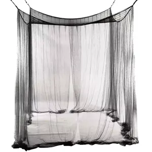 Kanopi tempat tidur 4 sudut, jaring nyamuk pemasangan cepat ukuran King dan tirai tempat tidur besar