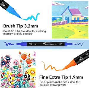 Promotional Dual Brush Tip Direct Liquid Acrylic <b>Rock</b> <b>Paint</b> Marker Pen Set for Kids DIY Painting 24 Colors - Product Image 4