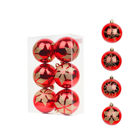 Usine Jintai prix de gros fait nouveau design 6cm 6 pièces ensemble de boules d'arbre de Noël rondes incassables en plastique dans une boîte en PVC