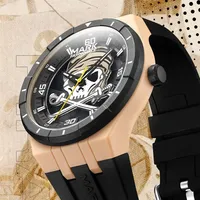 Montre à quartz pour homme Mark Fairwhale, cadran rotatif tête de pirate, étanche 30m, bracelet en silicone, montre sport lumineuse, cadeau FW-5040