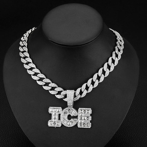 Stile americano europeo ciondolo 'ghiaccio' vetro oro strass Versatile Hip-Hop fibbia alla moda ciondoli ciondoli in lega - Product Image 1