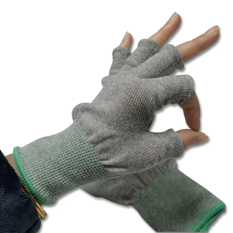 La polvere di prezzo di fabbrica rimuove i guanti mezze dita antistatici ESD per l'uso in fabbrica