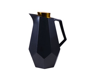 Carafe à café thermique en forme de diamant de 1000 ml - Noir et blanc avec couvercle doré, thermos à double paroi isolé sous vide pour la maison et le bureau - Product Image 3
