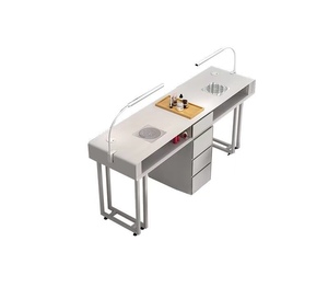 Table de Manucure Professionnelle en Métal pour Salon, Durable, Facile à Nettoyer, Plateau en Bois, Couleur Personnalisée, Design Contemporain - Product Image 1