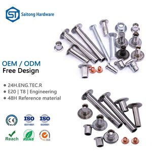 Rivets métalliques semi-tubulaires multi-têtes argent poli M2-M8 ISO9001 REACH personnalisés pour la fabrication de ceintures en cuir - Product Image 1