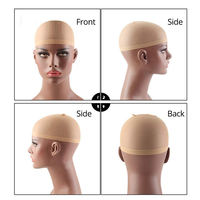 Vente directe usine – Lot de 2 bonnets de perruque en nylon multicolores, extensibles et respirants, avec filet à cheveux intégré