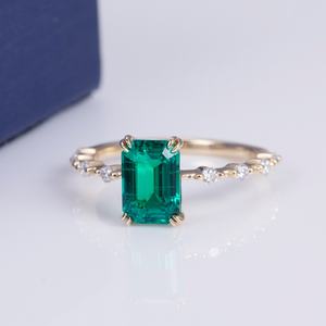 แหวนมรกต Messi Jewelry รุ่น MSR-551 แหวนผู้หญิงประดับมอสซาไนต์ ทองคำ 18k สีเหลืองทอง ขายส่ง - Product Image 2