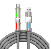 Kabel Data Pengisian Cepat 240W 4 in 1 Multi Konektor Charger Rotating Elbow USB ke Type-C 1.5m untuk Ponsel, Silikon