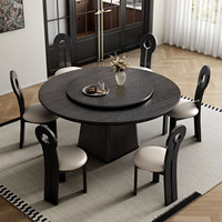 Table Ronde Simple en Bois Massif avec Pieds Carrés, Table et Chaises Robustes, Idéale pour Restaurants, Hôtels et Villas