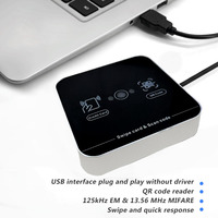 Escáner de Códigos QR 2D NFC Inteligente Sin Contacto, Lector de Tarjetas de Escritorio USB RFID con Código QR 1D de 125khz y IC de 13.56Mhz para Control de Acceso