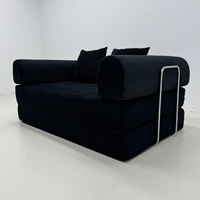 Canapé-lit modulaire compressible en velours côtelé, avec accoudoir semi-entouré, lit de jour en mousse haute résilience pour salon et appartement