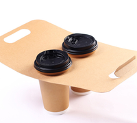 Plateau porte-gobelets multiple avec poignée, pour boissons au lait, café, papier kraft, vente en gros, écologique, à emporter, jetable
