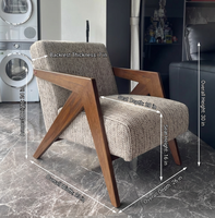 Ensemble de fauteuils d'appoint modernes en bois, fauteuil avec dossier, design modulaire fait main, pour extérieur, chambre, salle à manger, salon, maison, en coton
