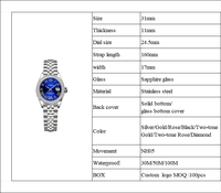 Montre mécanique de luxe pour femme, dernier style, avec bracelet en acier inoxydable, mouvement NH05, cadran à aiguilles résistant à l'eau