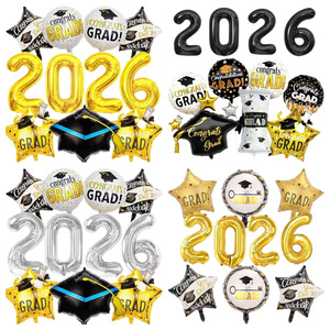 Set di Palloncini per Laurea e <span class=keywords><strong>Compleanno</strong></span>, 3 Stili di Palloncini in Foil con Numero e Design Cappello da Dottore per Decorazioni Cerimonia e Festa - Product Image 6
