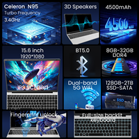 New 15.6" Laptop Intel N95 Quad Core 1.7GHz 16GB RAM 512GB SSD Windows 11 Business Full HD 60Hz IPS Screen Integrated English