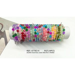 Braccialetti con perline Life Tree, 24 pezzi, in acciaio inossidabile, fatti a mano, stile bohémien, con strass di cristallo, regalo unisex - Product Image 1