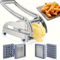 Handmatige friet- en aardappelmes van roestvrij staal, metalen gereedschap voor het snijden van fruit en groenten, duurzaam en makkelijk in gebruik