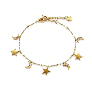 Amy Amy Charm <b>Bracelet</b> Gold Plated Star Moon Zircon Women's Fashion Jewelry Gift - Product Image 2