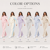 Ensemble coordonné décontracté pour femme en polyester avec sweat-shirt à col montant zippé et blocs de couleur contrastés, tenue 2 pièces pour femme, vente en gros