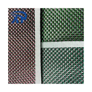 Green Carbon Fibre Cloth Gold Silver Thread Reflection Filigreed Carbon Fiber Fabric