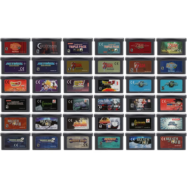 New Video Game Cartridge 32 Bit Games Advance Wars Breath of Fire Castlevania Dragonn Ball Metroid Legend Zelda for