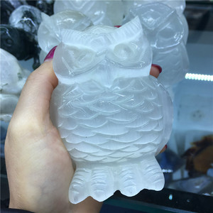 Wholesale Natural Selenite Owl Hand Carved <strong>Crystal</strong> <strong>Animals</strong> for Healing - Product Image 5