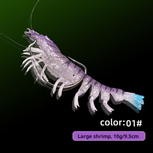 Nouveau 95mm 10g 9 couleurs artificiel TPE doux crevettes leurres de pêche naufrage Flick crevette lumineuse crevettes appâts doux pour bar de mer - Product Image 6