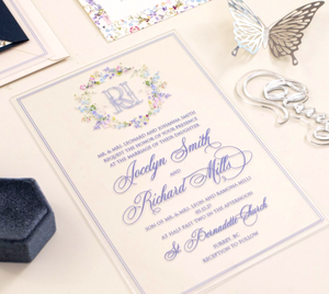 <span class=keywords><strong>Carte</strong></span> d'invitation de mariage en acrylique transparent avec monogramme de fleur personnalisé avec enveloppe Cartes RSVP Mariage Quinceanera <span class=keywords><strong>Carte</strong></span> Dinvitation - Product Image 4