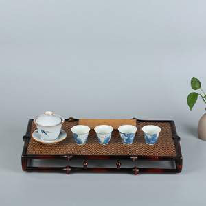 Chinese Style Bamboo <b>Tea</b> <b>Tray</b> Rectangular Handmade Woven Serving <b>Tray</b> For Home <b>Tea</b> Ceremony Storage - Product Image 4