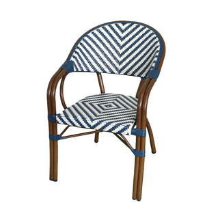 Silla de Comedor Apilable de Mimbre PE Ratán para Bistró con Aspecto de Bambú para Exteriores Estilo Francés Muebles de Jardín - Product Image 5