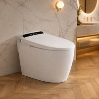 Toilette bidet allongée intelligente avec buse autonettoyante, lavage à l'eau chaude, siège chauffant, chasse d'eau automatique, séchage à l'air, siphon en S et commande intelligente